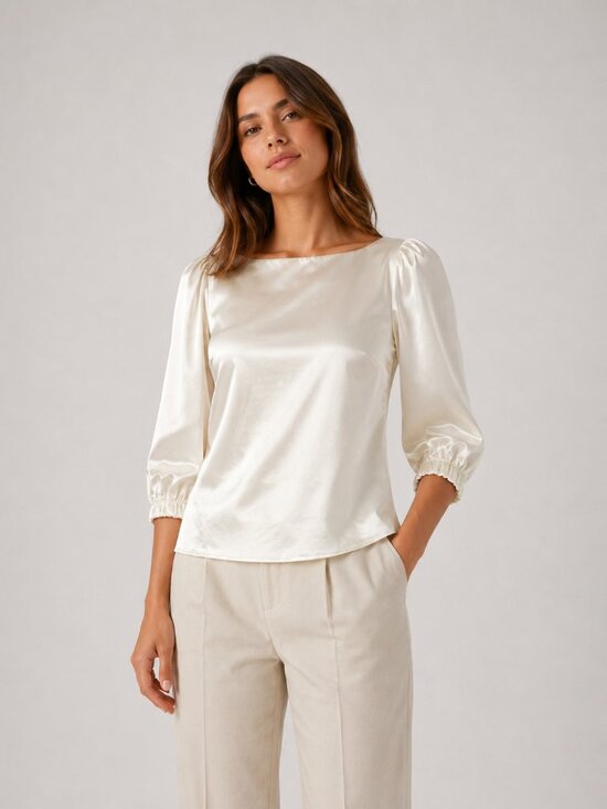 kate spade Tops - Kate Spade New York Blouse Three-Quarter Length Sleeves Ivory Cream